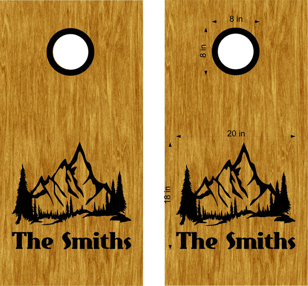 Nature Scenic Mountains Cornhole Decals Family Name Stickers NAT02