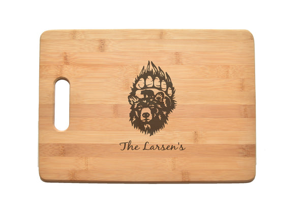 Bear Paw Family Name Kitchen Chef Baker Engraved Cutting Board CB22