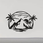 Palm Tree Mountains Sign RV Camper Camping Door Sticker CF201