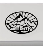 Mountains Sun Rays Sign RV Camper Camping Door Sticker CF401
