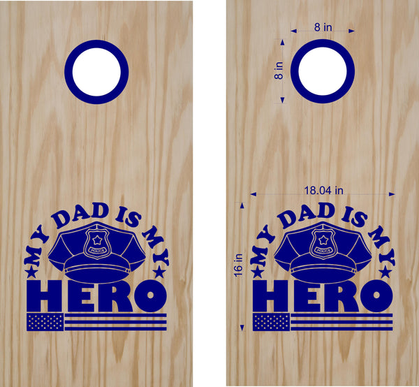 My Dad Is My Hero Police Decals Cornhole Board Stickers POL02