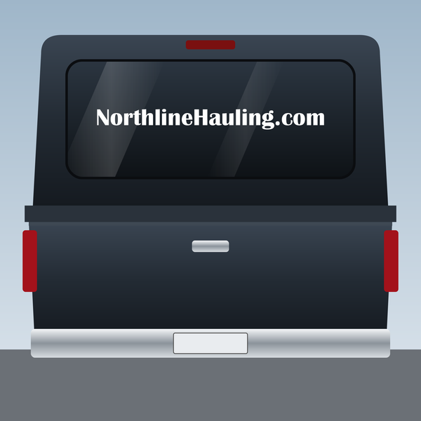Custom website address decal in white die-cut vinyl on a pickup truck rear window - Sticker Chef