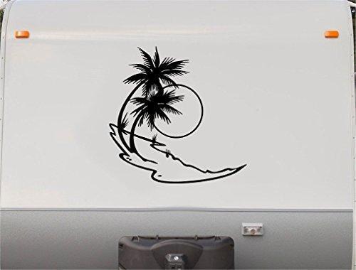 Beach Sunset Palm Tree RV Camper Vinyl Decal Sticker  Scene