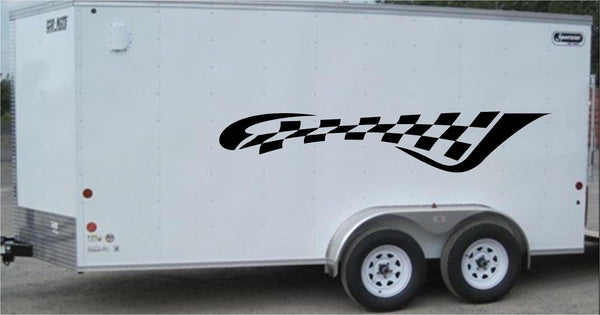 Checkered Racing Stripe Trailer Decal - Vinyl Decal - Car Decal -Trailer Sticker - CF002