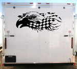 Eagle Checkered Flag Decal Trailer Vinyl Decal Custom Text Trailer Sticker YT503