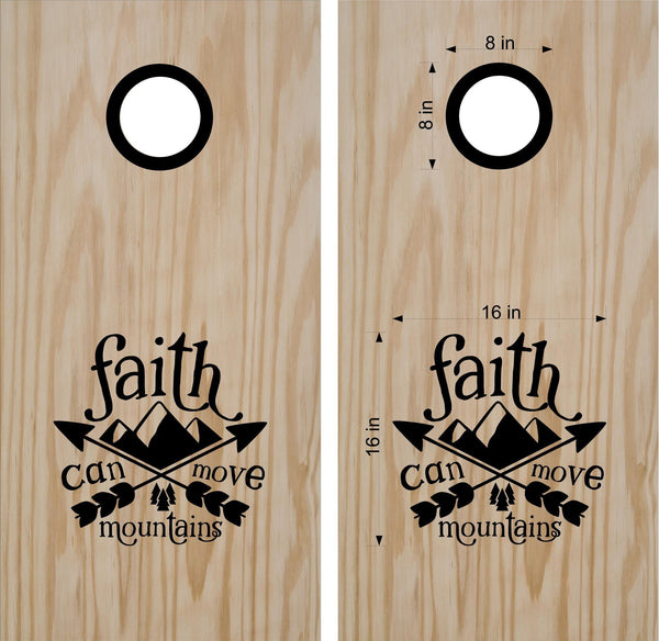 Faith Can Move Mountains Cornhole Decal Sticker Bean Bag Toss