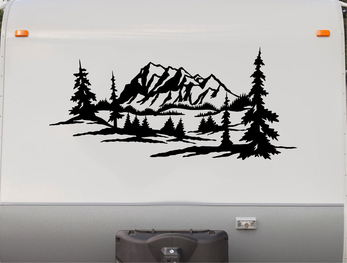 StickerChef Mountains Trees Camper Trailer Decals Replacement Stickers