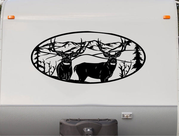 White Tail Deer Decal RV Camper Motor Home Sticker Mountain Scene