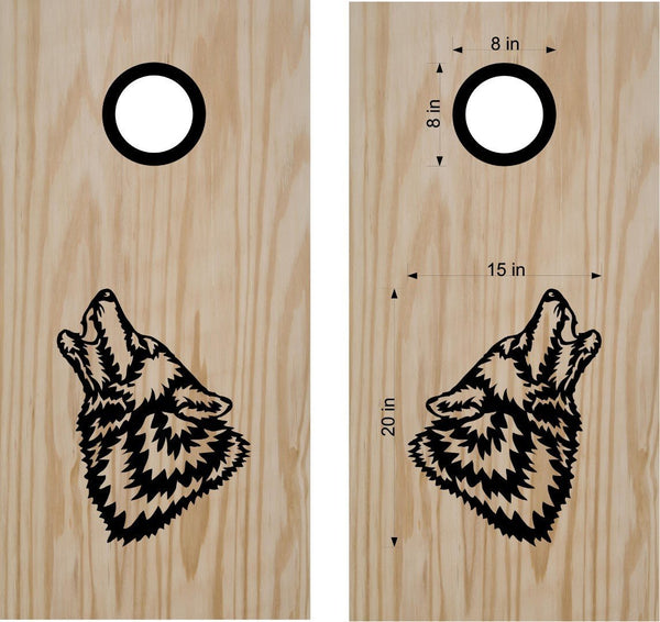 Wolf Howling Cornhole Decal Set Boards Bean Bag Toss Sticker