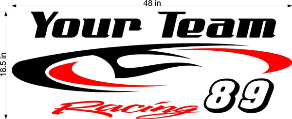 Your Team Racing Decal Name Trailer  Vinyl Decal Custom Text Trailer Sticker YT05