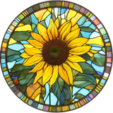 Mosaic Sunflower Window Cling SGC281 - mosaic sunflower printed stained glass window cling - Sticker Chef
