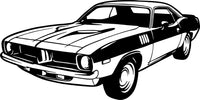 1973 Plymouth Barracuda Classic Car Wall Decal Art - Large Black Design