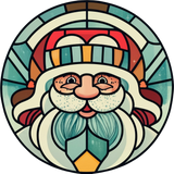 Vintage Santa Window Cling SGC321 - vintage santa printed stained glass Christmas window cling - Sticker Chef