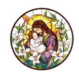 Lily Madonna Window Cling SGC298 - lily madonna printed stained glass Christmas window cling - Sticker Chef