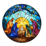 Starry Night Nativity Cling SGC302 - starry night nativity printed stained glass Christmas window cling - Sticker Chef