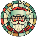 Sage Santa Window Cling SGC309 - sage santa printed stained glass Christmas window cling - Sticker Chef