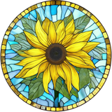 Tall Sunflower Window Cling SGC270 - tall sunflower printed stained glass window cling - Sticker Chef