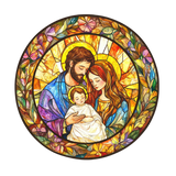 Floral Nativity Window Cling SGC308 - floral nativity printed stained glass Christmas window cling - Sticker Chef