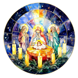 Candlelight Nativity Window Cling SGC286 - candlelight nativity printed stained glass Christmas window cling - Sticker Chef