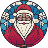 Snowflake Santa Window Cling SGC312 - snowflake santa printed stained glass Christmas window cling - Sticker Chef