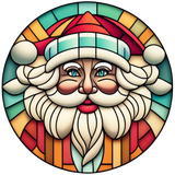 Rosy Cheek Santa Cling SGC313 - rosy cheek santa printed stained glass Christmas window cling - Sticker Chef