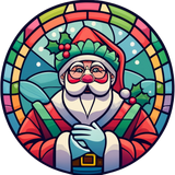 Frosty Santa Window Cling SGC314 - frosty santa printed stained glass Christmas window cling - Sticker Chef