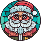 Teal Santa Window Cling SGC315 - teal santa printed stained glass Christmas window cling - Sticker Chef