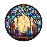 Cathedral Nativity Window Cling SGC292 - cathedral nativity printed stained glass Christmas window cling - Sticker Chef
