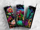 Floral Cactus Stained Glass Effect 20 oz. Skinny Tumbler Sublimated SG11