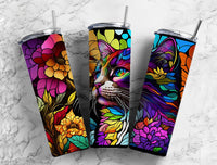 Kitty Cat Stained Glass Effect 20 oz. Skinny Tumbler Sublimated SG16
