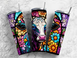 Cow Flowers Stained Glass Effect 20 oz. Skinny Tumbler Sublimated SG20