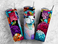 Lama Flowers Stained Glass Effect 20 oz. Skinny Tumbler Sublimated SG4