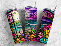Ocean Sunset Stained Glass Effect 20 oz. Skinny Tumbler Sublimated SG7