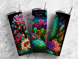 Cactus Night Desert Stained Glass Effect 20 oz. Skinny Tumbler Sublimated SG9
