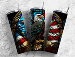 US Flag Eagle Stained Glass Effect 20 oz. Skinny Tumbler Sublimated SGTWD11