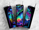Mountains Night Sky Stained Glass Effect 20 oz. Skinny Tumbler Sublimated SGTWD15