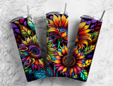 Sunflowers Stained Glass Effect 20 oz. Skinny Tumbler Sublimated SGTWD25