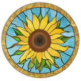 Sky Sunflower Window Cling SGC271 - sky blue sunflower printed stained glass window cling - Sticker Chef