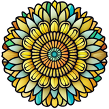 Sunflower Mandala Window Cling SGC273 - sunflower mandala printed stained glass window cling - Sticker Chef