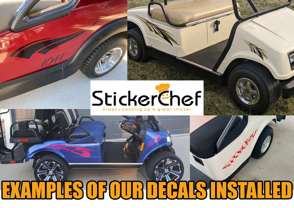 Cart Ride Decals Racing Stripe Design GC152 Golf Cart Decals – Racing Stripe ATV UTV Vinyl