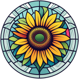 Bold Sunflower Window Cling SGC275 - bold sunflower printed stained glass window cling - Sticker Chef