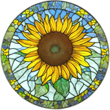 Meadow Sunflower Window Cling SGC276 - meadow sunflower printed stained glass window cling - Sticker Chef