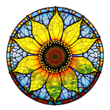 Radiant Sunflower Window Cling SGC277 - radiant sunflower printed stained glass window cling - Sticker Chef
