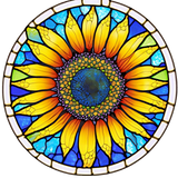 Sunburst Sunflower Window Cling SGC278 - sunburst sunflower printed stained glass window cling - Sticker Chef