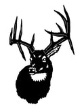 Trophy Buck Mount Decal GCE152 - a trophy whitetail buck shoulder mount with a wide, tall rack in frosted etched glass vinyl on a gun cabinet - Sticker Chef