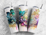 Water Colors Flowers Floral 20 oz. Skinny Tumbler Sublimated BS12