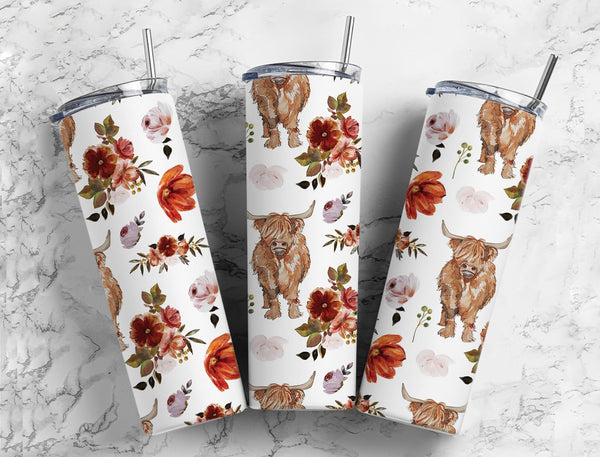 Cows Flowers 20 oz. Skinny Tumbler Sublimated BS15