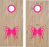 Butterfly Cornhole Board Decals with Rings - Vibrant Butterfly Design for Outdoor Fun