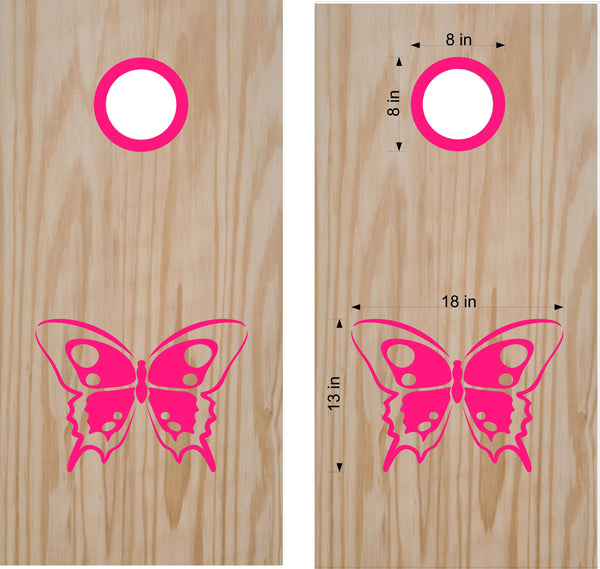 Butterfly Cornhole Board Decals with Rings - Vibrant Butterfly Design for Outdoor Fun