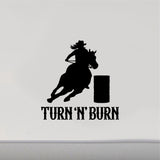 Turn n Burn Sign Barrel Racer Decal Sticker CF215